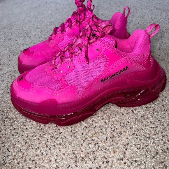 Balenciaga Triple S clear sole sneaker in fuchsia pink size EU39 US9 Authentic. - Picture 1 of 11